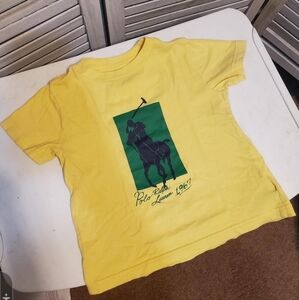 RALPH LAUREN POLO Short Sleeve T-shirts Yellow w/Big Blue Horse Kids SIZE 4T